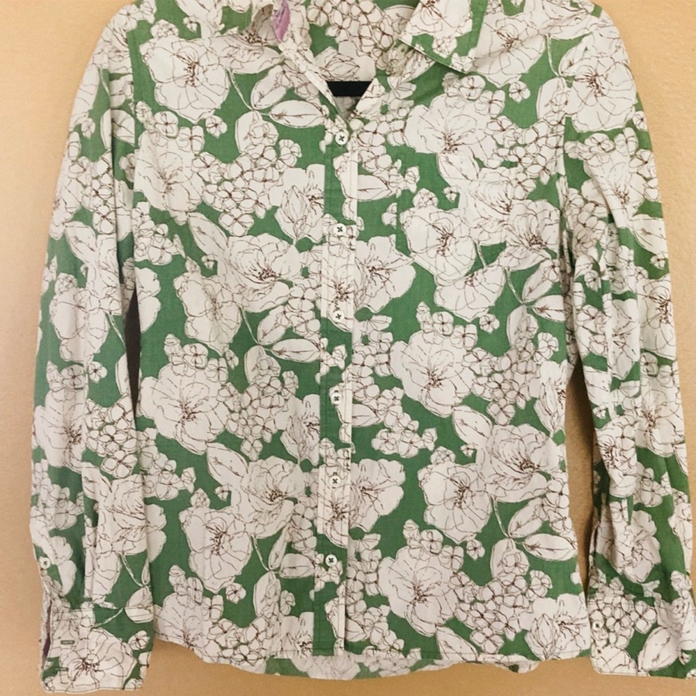 Boden Green and White Floral Shirt UK10, US6